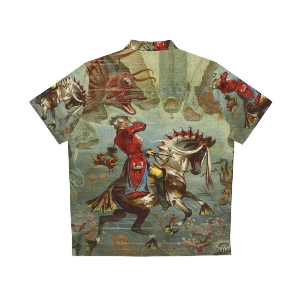 Vintage Baron Munchausen Hawaiian shirt featuring a whimsical sea horse design - Back