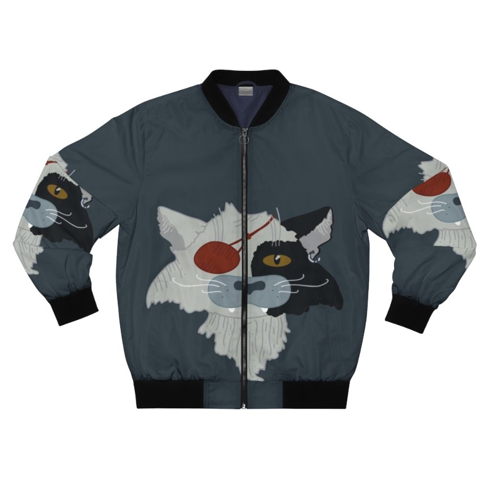 The Last Unicorn inspired cat bomber jacket with fantasy and 80s film elements