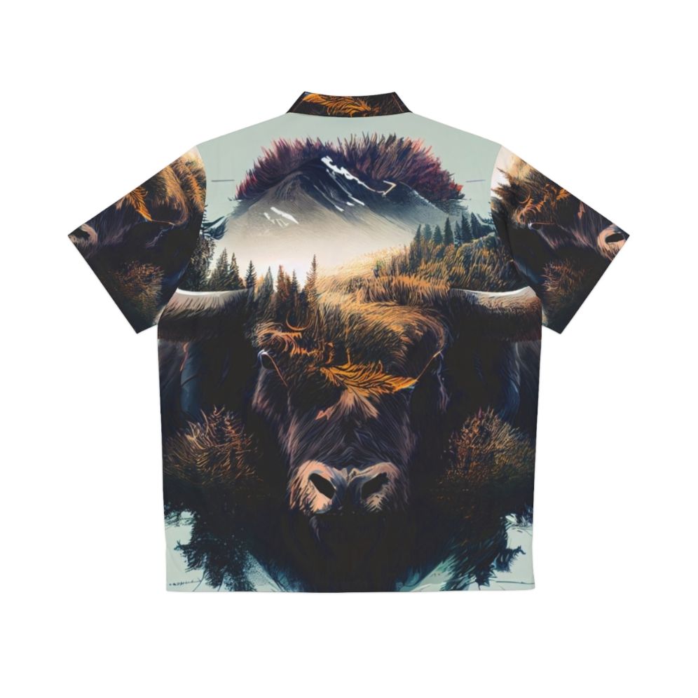 Nature's Majesty Bison Hawaiian Shirt featuring a vibrant bison animal print - Back