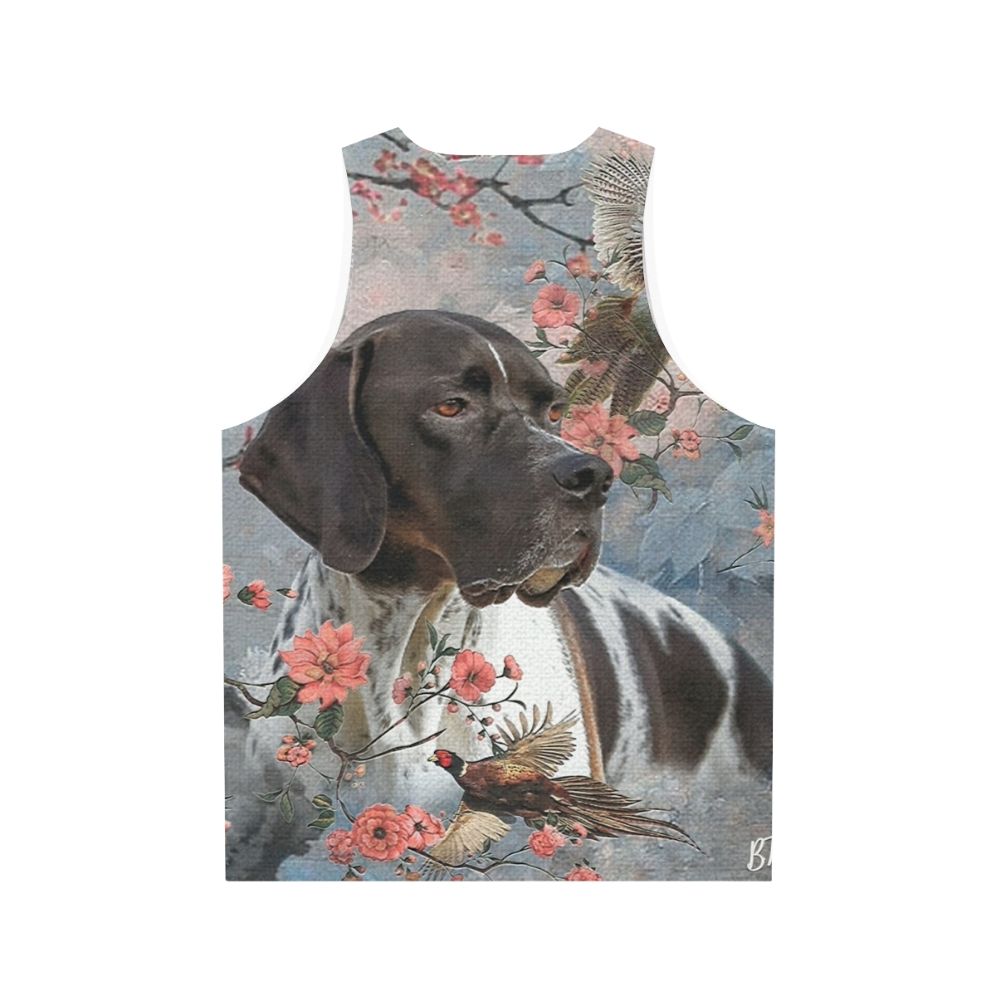 Pointer dog with pheasants on a unisex tank top - Back