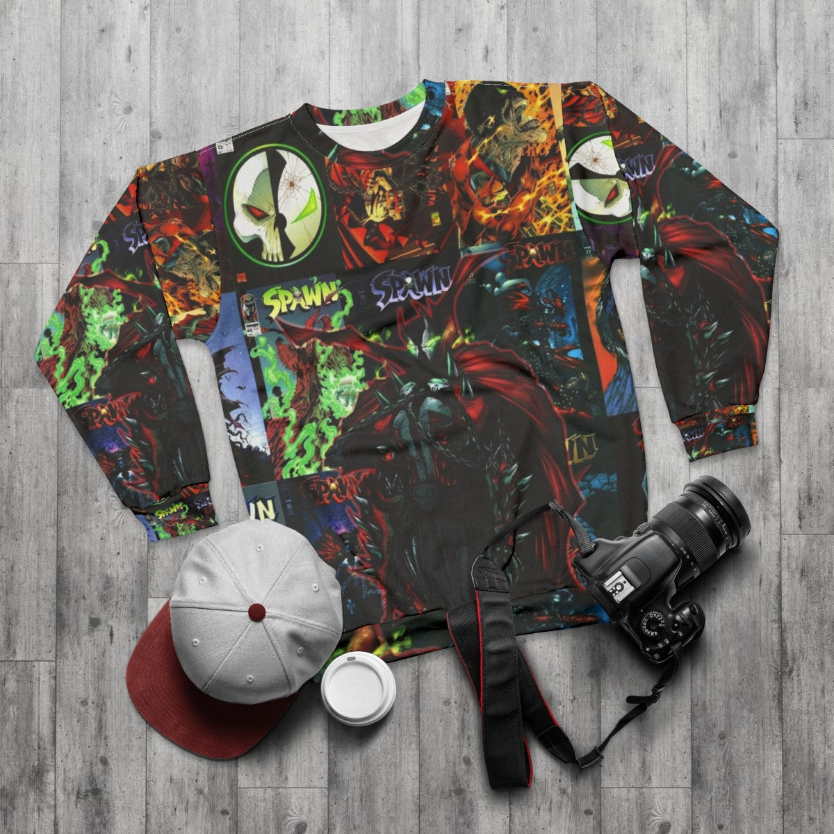 Spawn Comic Book Superhero Sweatshirt - flat lay