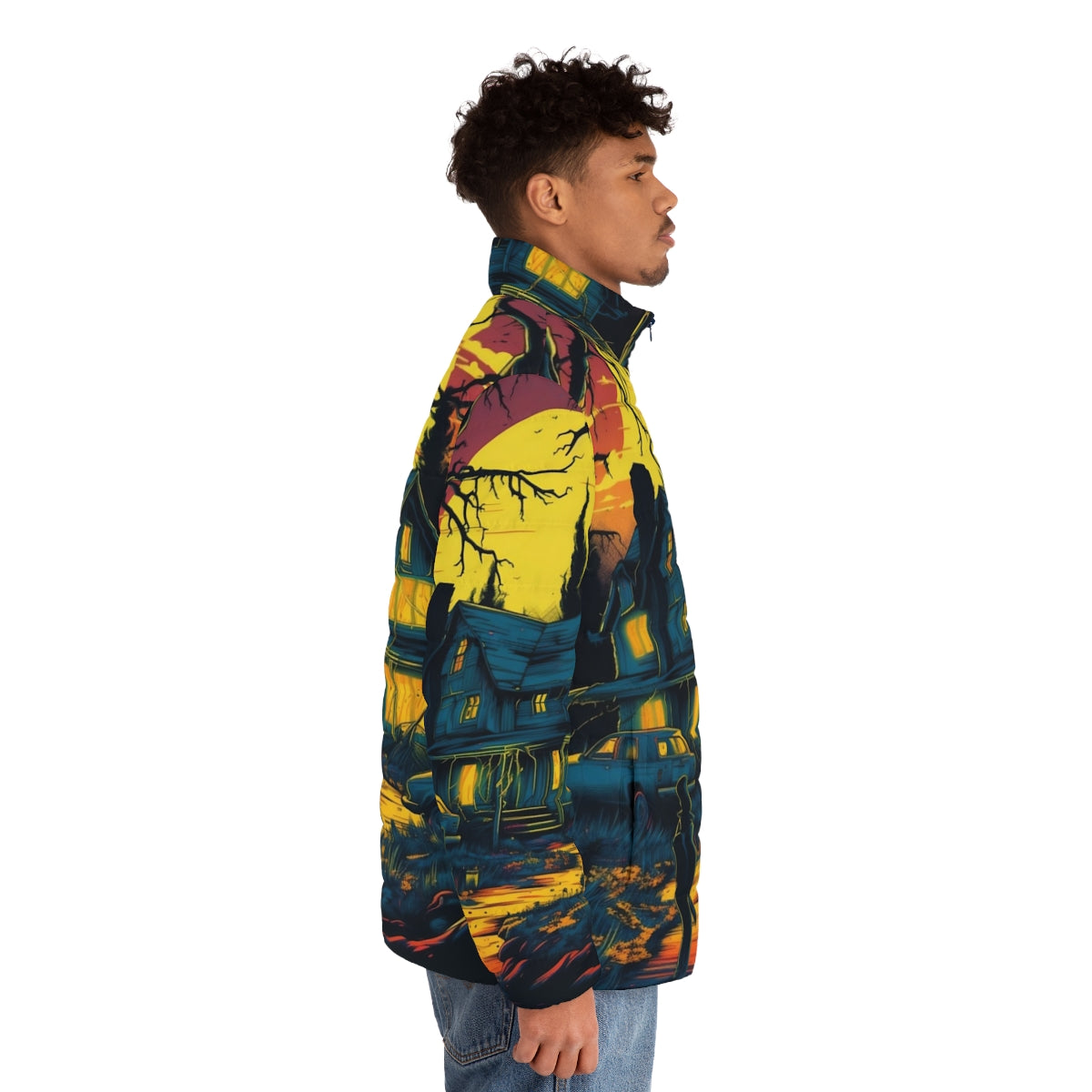 Vecna Manor Puffer Jacket featuring Stranger Things inspired design - men side right