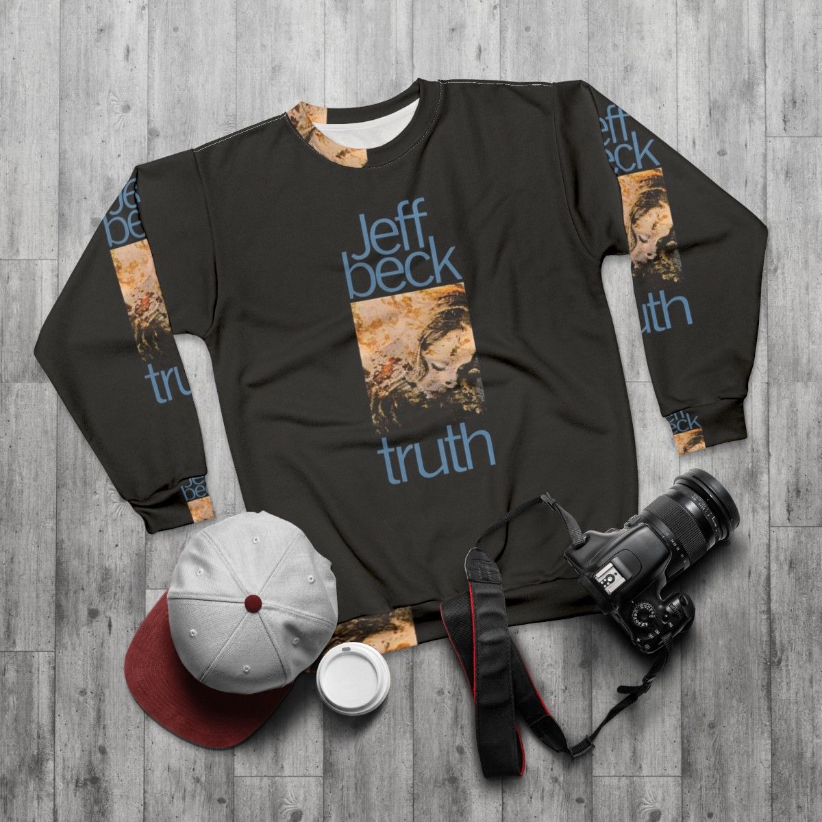 Jeff Beck "Truth" Sweatshirt featuring the legendary English rock guitarist - flat lay