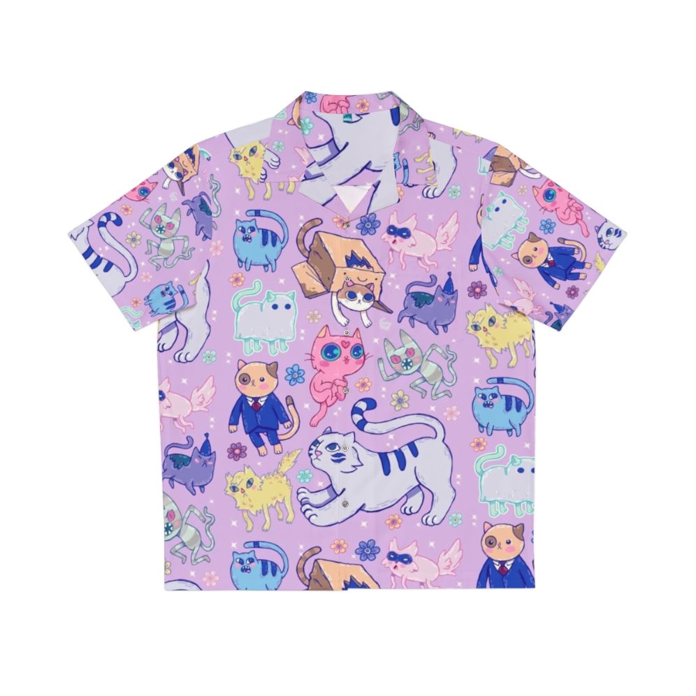 Cats Adventure Hawaiian Shirt with tropical cartoon fan art design