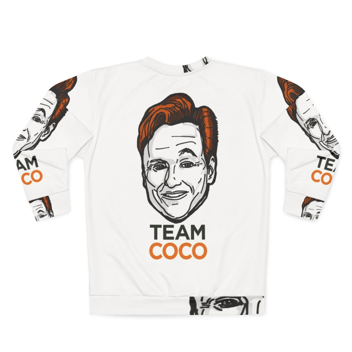 Conan O'Brien Team Coco Smiles Eyebrows Sweatshirt - Back