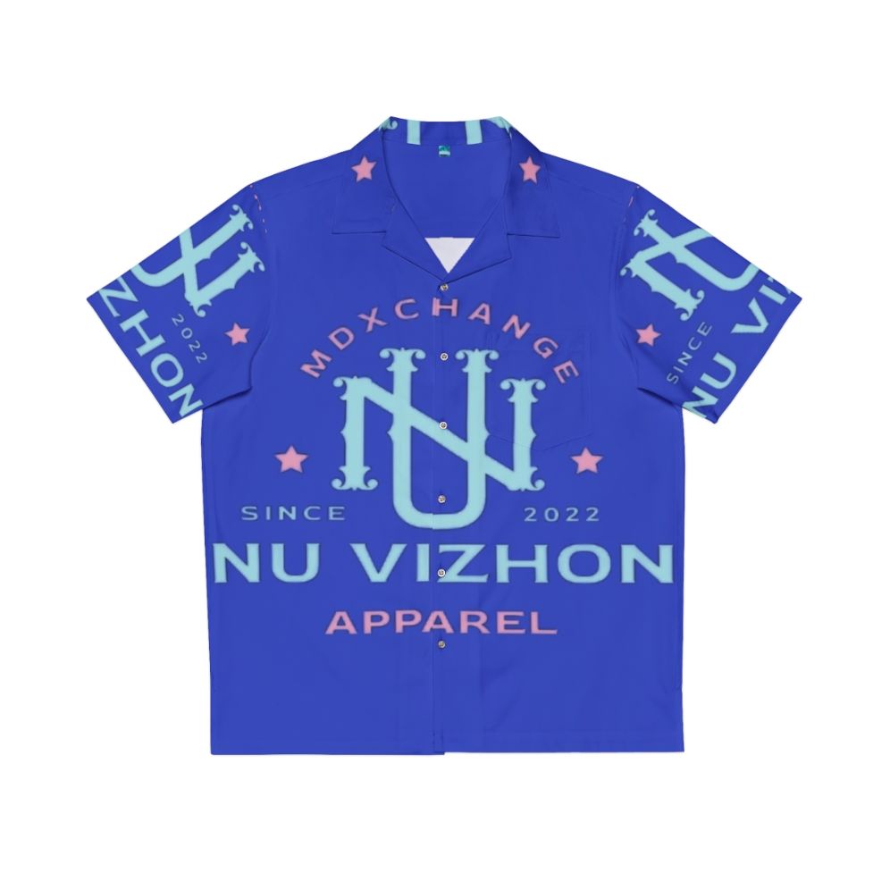 Nu Vizhon Hawaiian Shirt with Tropical Print Pattern