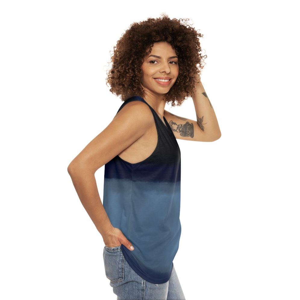 Rothko inspired blue unisex tank top - women side