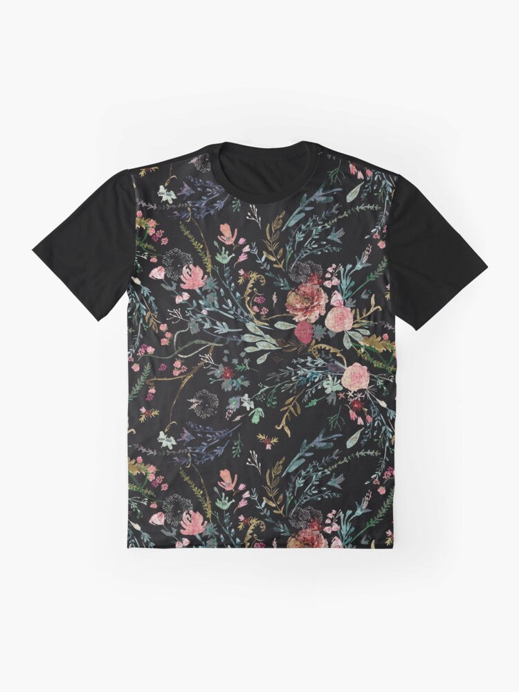 Romantic watercolor floral graphic design on a t-shirt - Flat lay