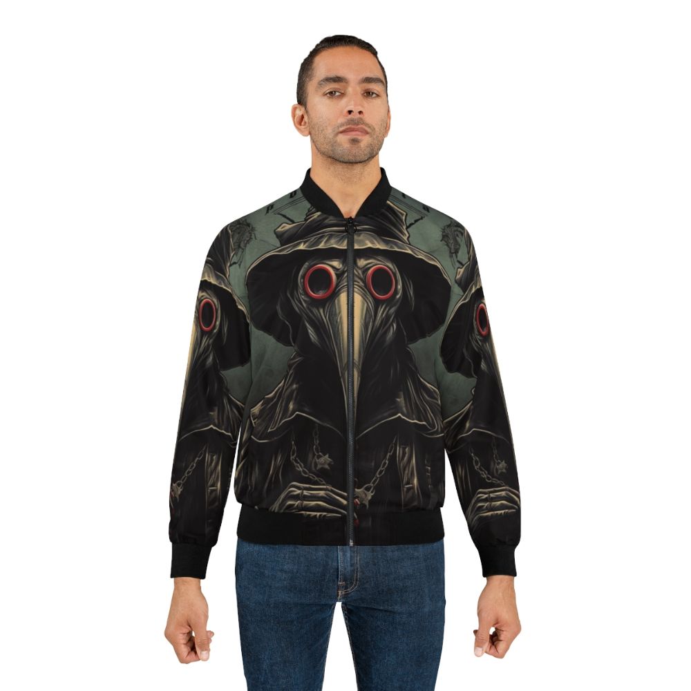 Plague doctor bomber jacket with black plague and horror design - Lifestyle