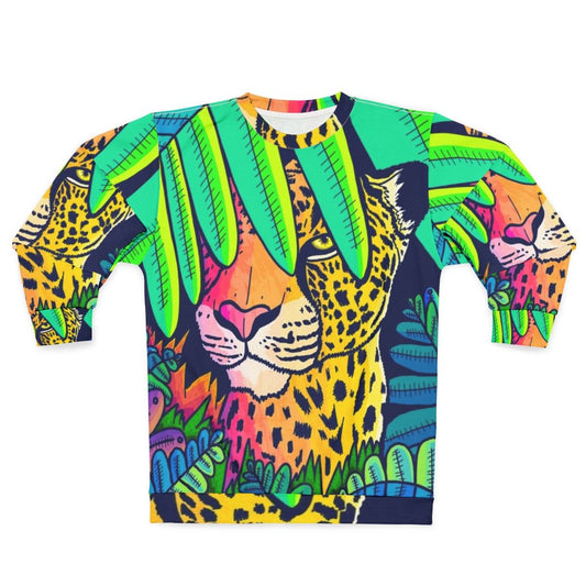 Jungle leopard print sweatshirt with vibrant, nature-inspired design