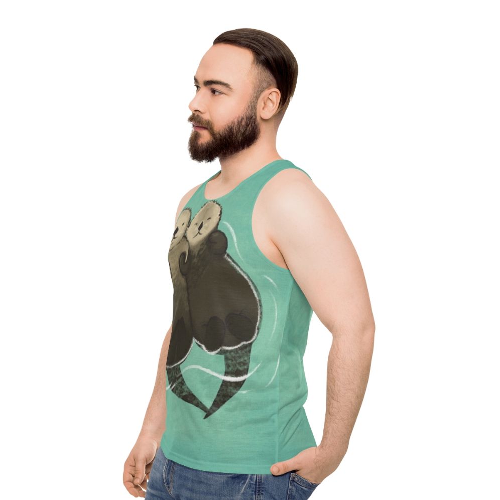 Otters Holding Hands Unisex Tank Top - men side