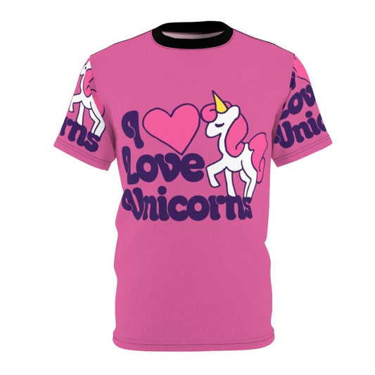 Whimsical t-shirt featuring a vibrant unicorn design in a retro style