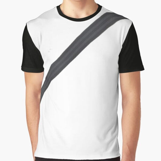 Fake seat belt graphic design t-shirt with car seat belt print