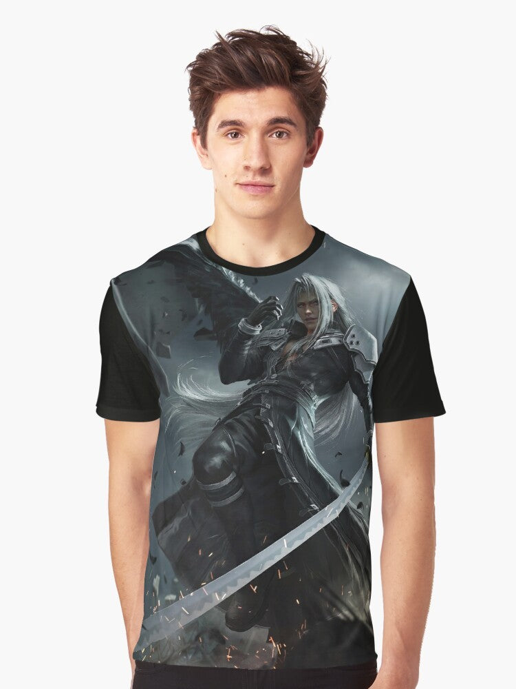 Sephiroth One Winged Angel Graphic T-Shirt featuring the iconic villain from Final Fantasy VII - Men