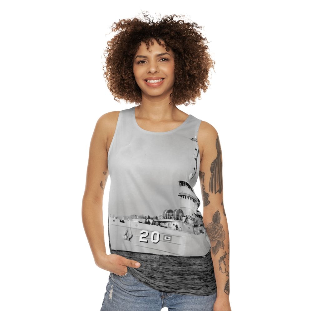 Submarine Rescue Navy Tank Top with USS Skylark ASR 20 Design - women