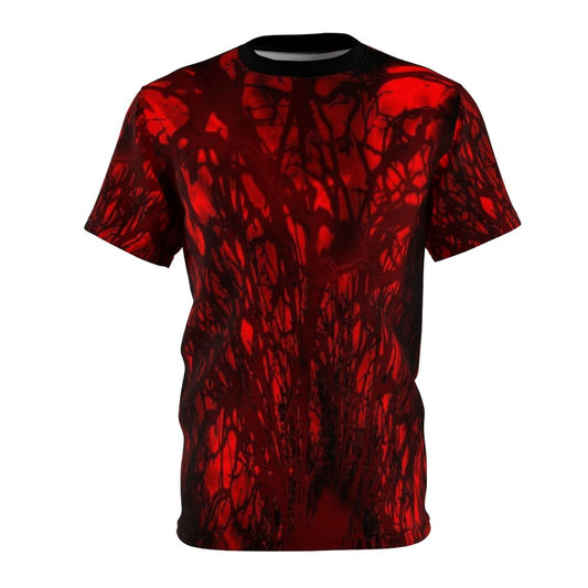 Colorful abstract art design on a tie dye t-shirt with nature inspired elements