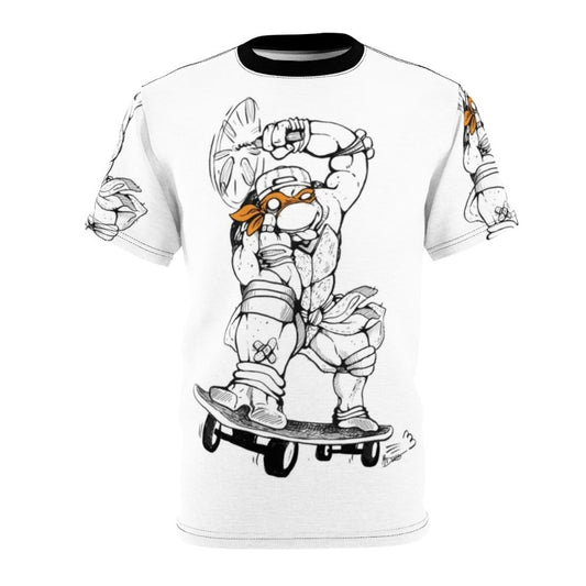 Retro-style graphic tee featuring an orange turtle character with the words "Party Dude" and 80s/90s inspired elements