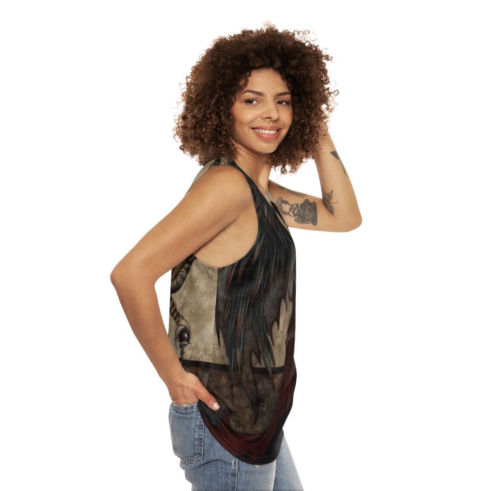 Dark fantasy dragon unisex tank top - women side