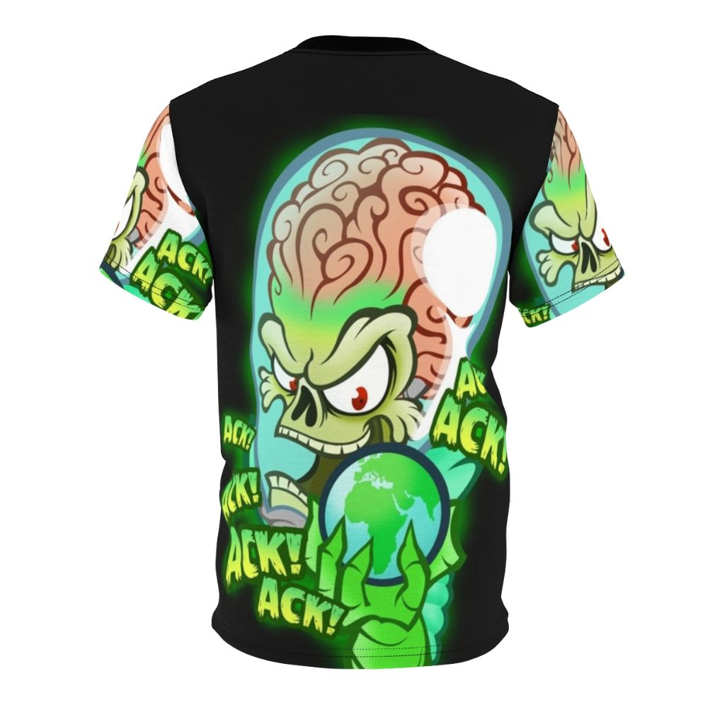 Retro-inspired t-shirt design featuring martian aliens from the classic sci-fi movie "Mars Attacks" - Back