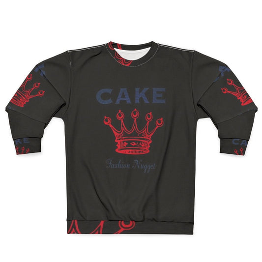 Stylish sweatshirt featuring the "Fashion Nugget" design, a reference to the alternative rock band Cake