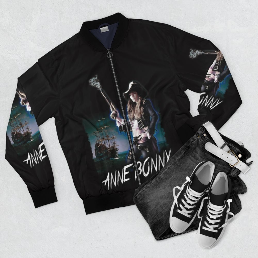 Anne Bonny Bomber Jacket - Powerful Pirate Queen Bomber Coat - Flat lay