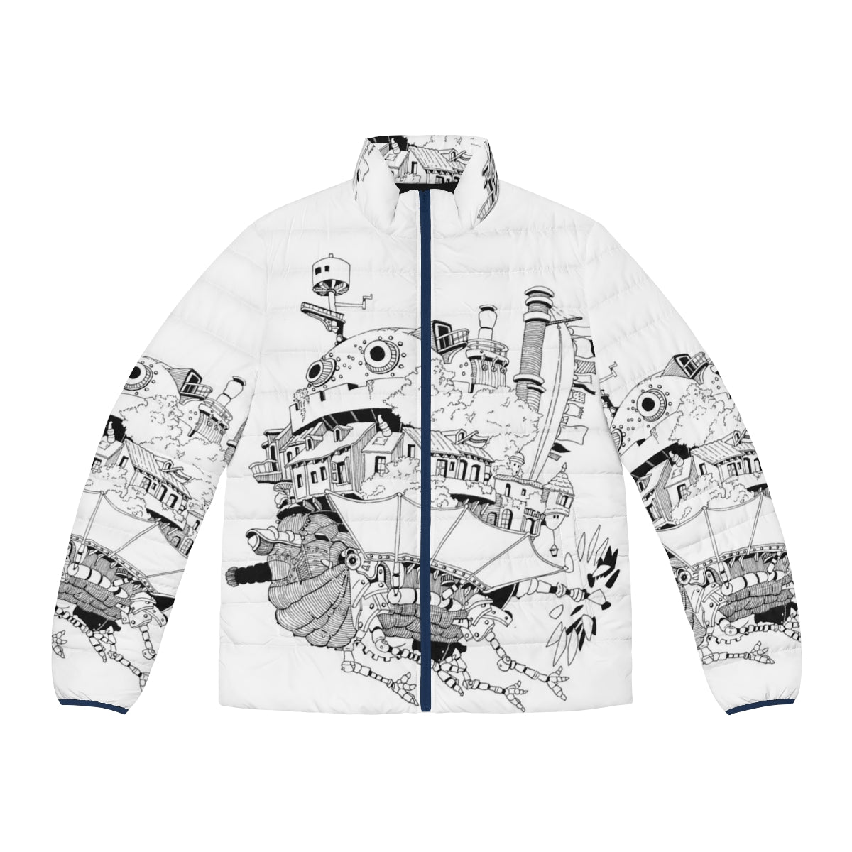 Howl's Moving Castle inspired puffer jacket featuring characters and elements from the anime film