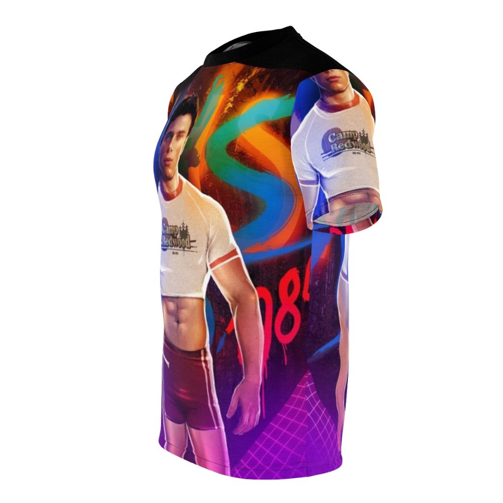 Colorful 80s-inspired t-shirt with vibrant patterns and designs - men left