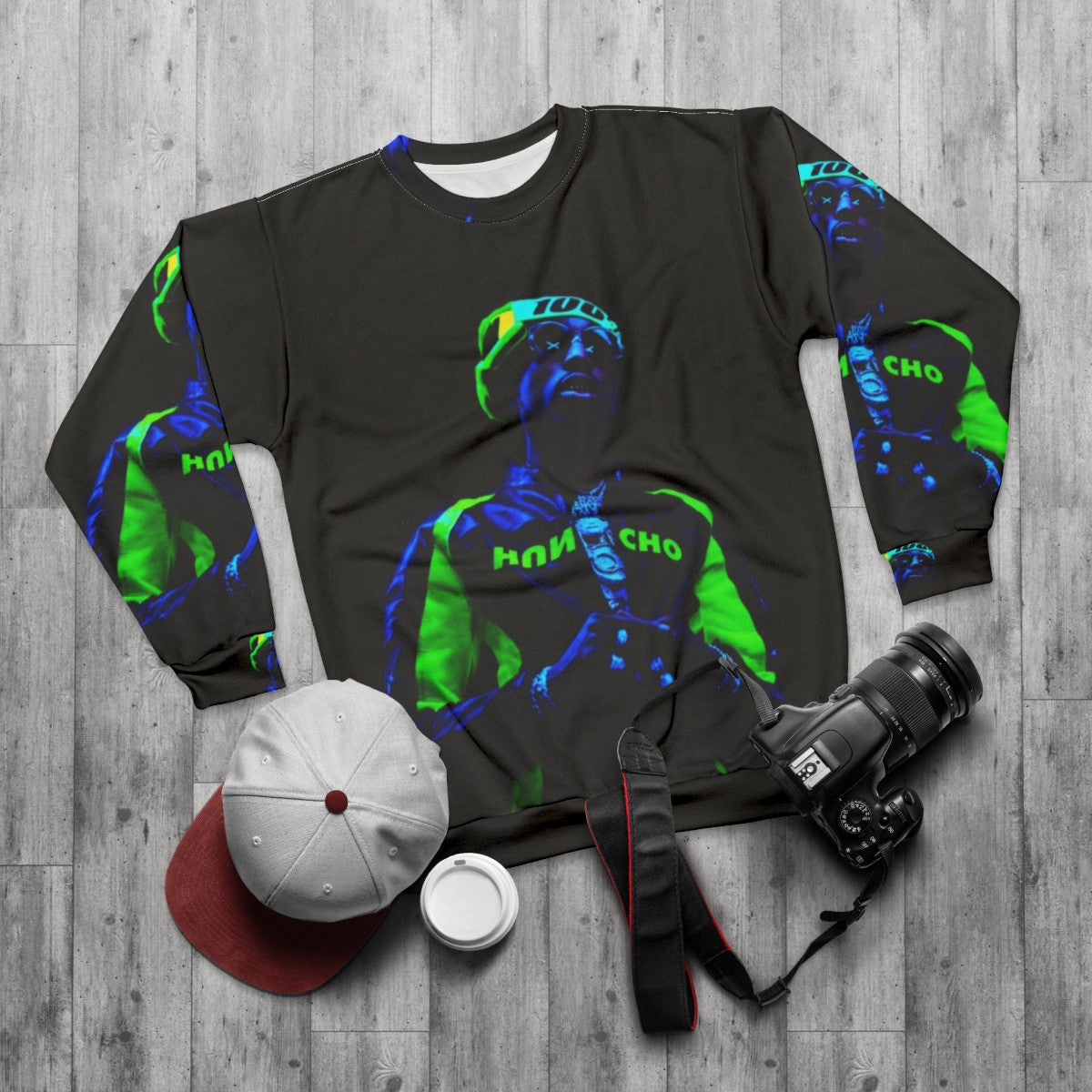 Quavo Migos Neon Green Sweatshirt - flat lay