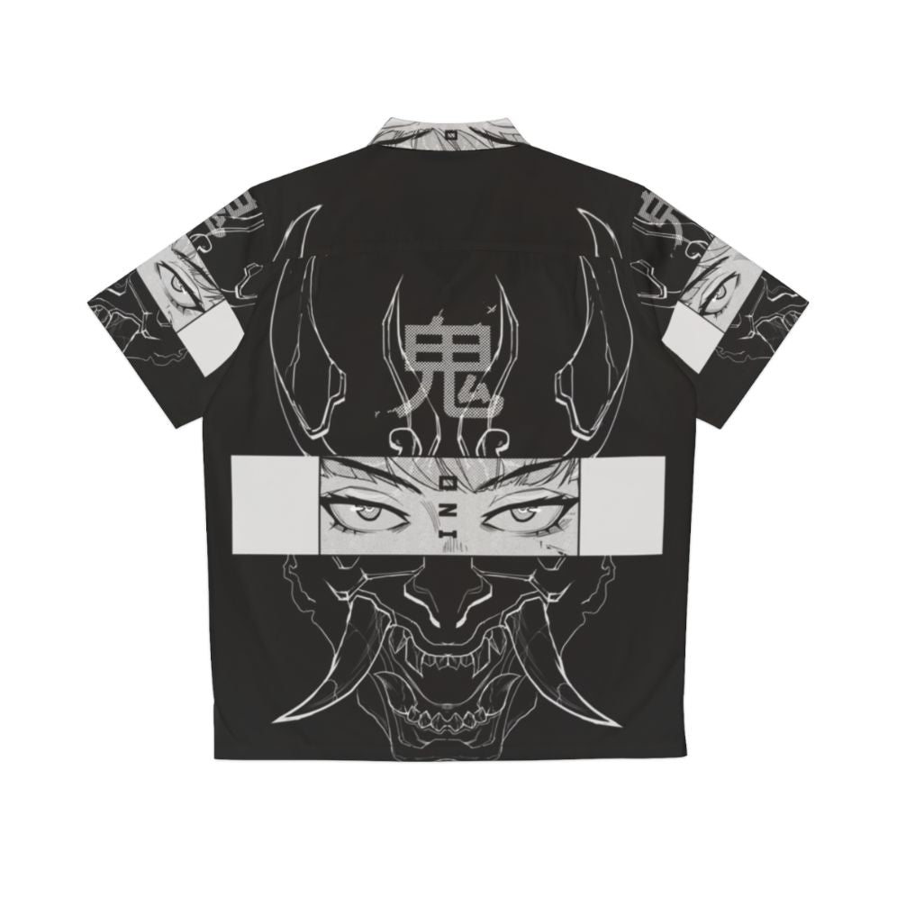 Oni Hawaiian Shirt 2 - Cyberpunk Minimalist Japanese Fashion - Back