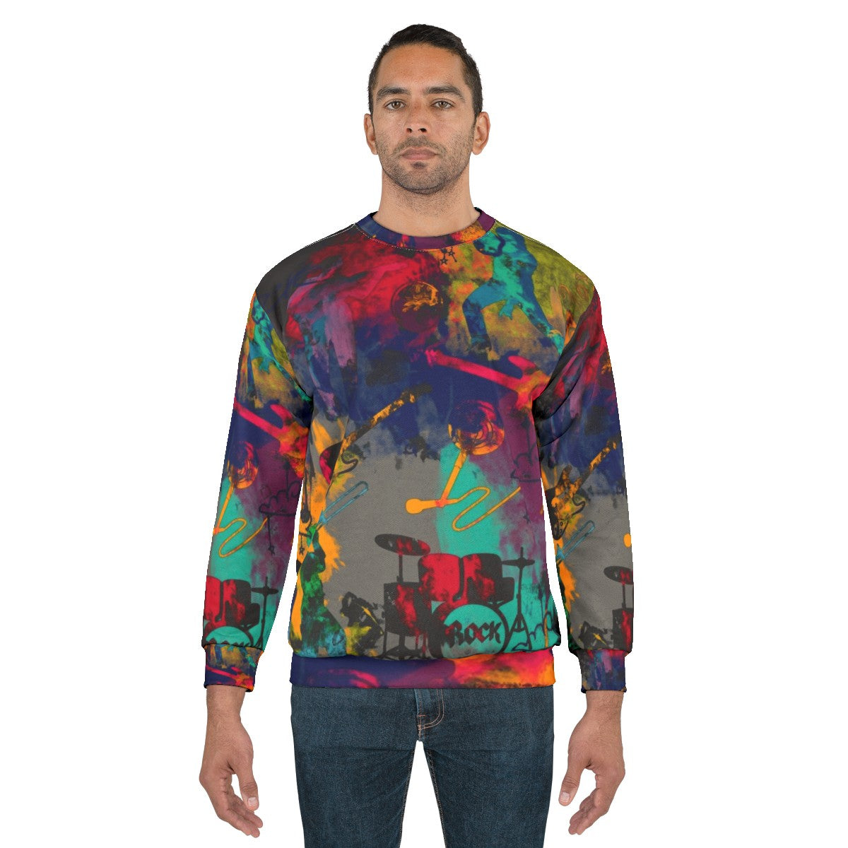 Rock band sweatshirt with vintage style logo and graphic - men