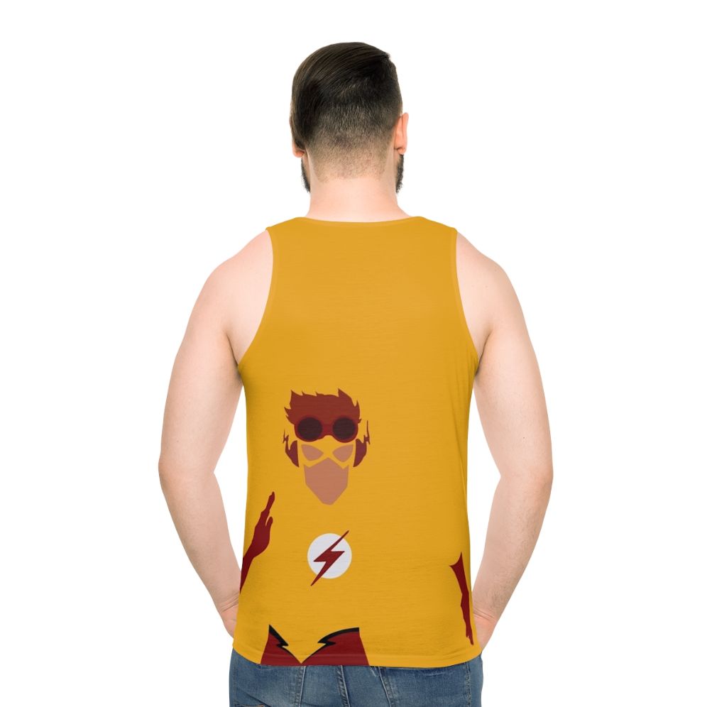 Minimalist Wally West superhero unisex tank top - men back