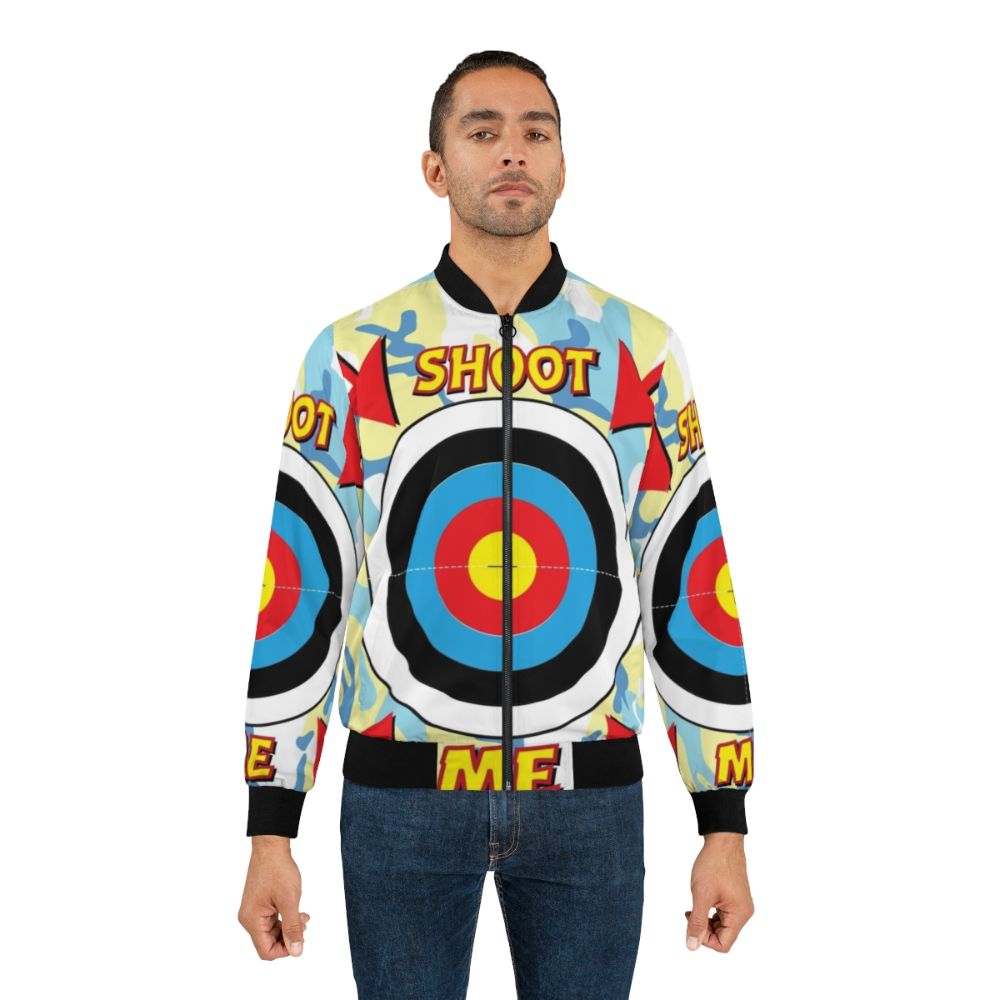 Paintball stag and hen party bomber jacket with bullseye target design - Lifestyle