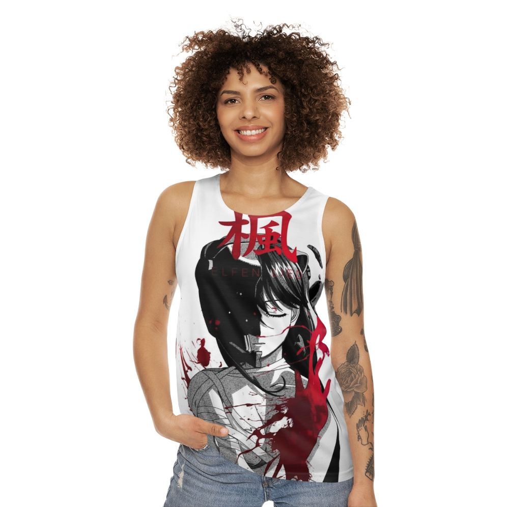 Dark monochrome anime manga elfen lied tragedy unisex tank top - women