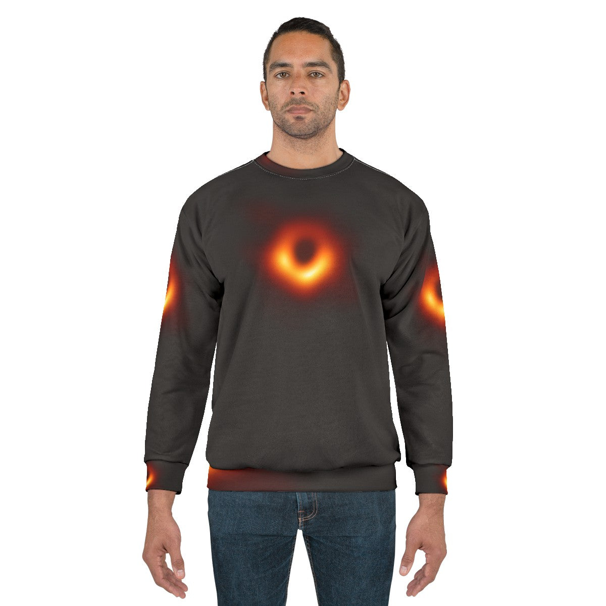 Black Hole Sweatshirt with Mesmerizing Space Art - men