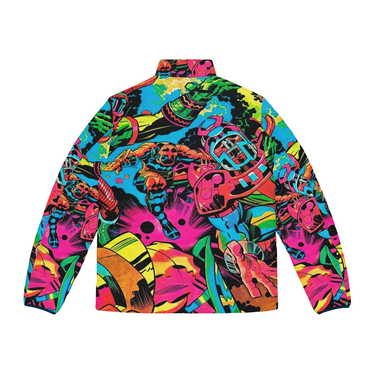 Kirby Puffer Jacket - Colorful Marvel Comics inspired superhero pop art design - Back