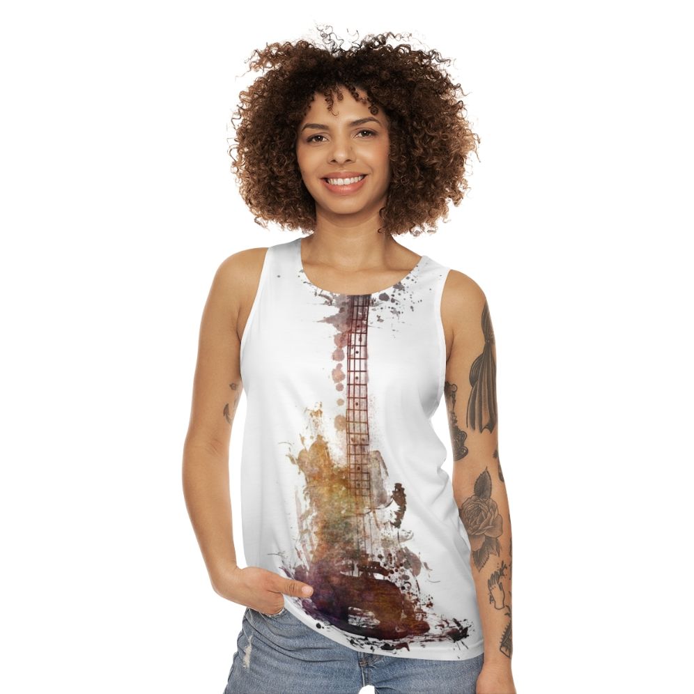 Nostalgy Watercolor Guitar Unisex Tank Top - women