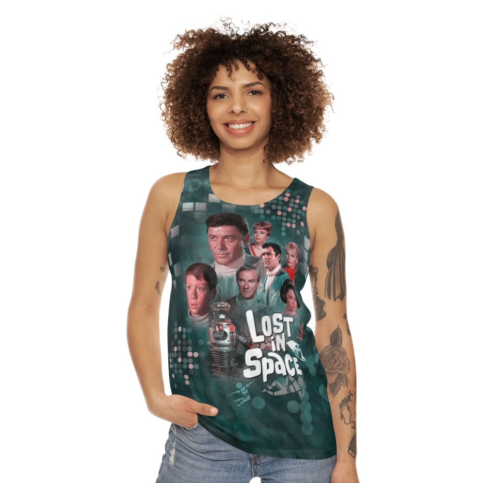 Lost in Space Unisex Tank Top with Retro Sci-Fi Design - women