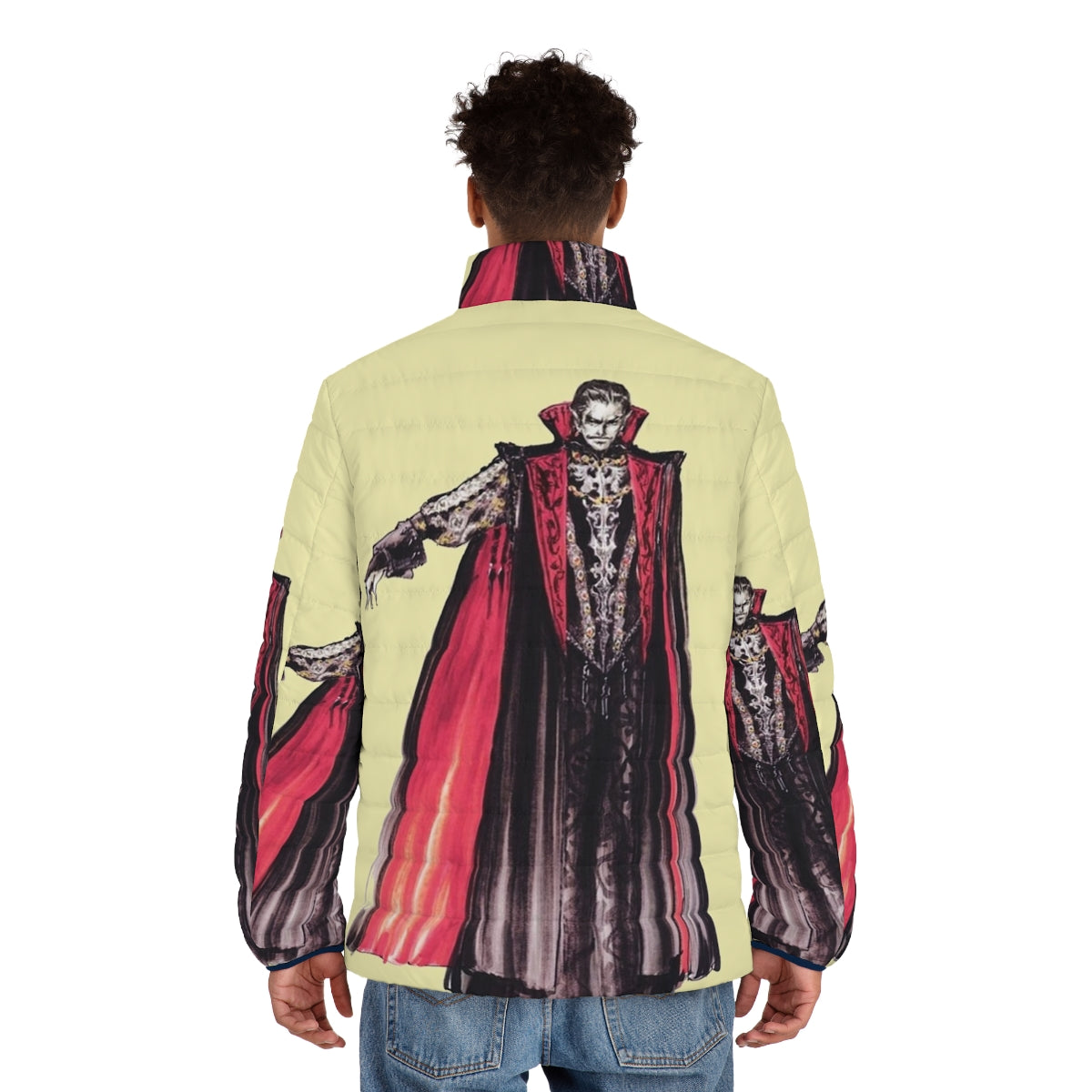 Castlevania Dracula Puffer Jacket - A stylish and cozy horror-themed outerwear inspired by the iconic video game franchise - men back