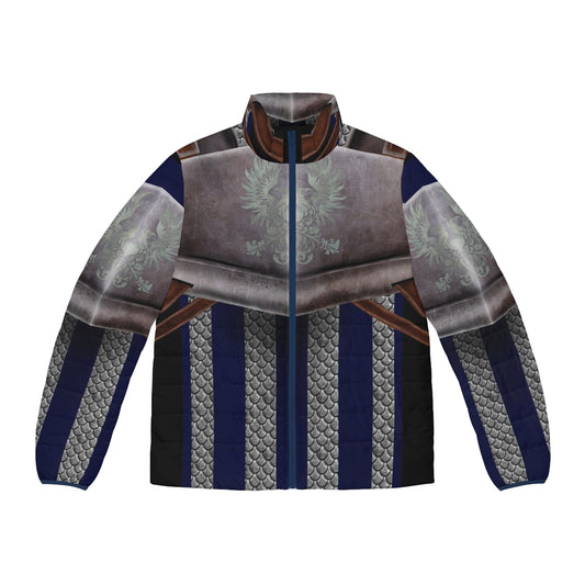 Grey Warden Commander Puffer Jacket featuring dragon age inspired design