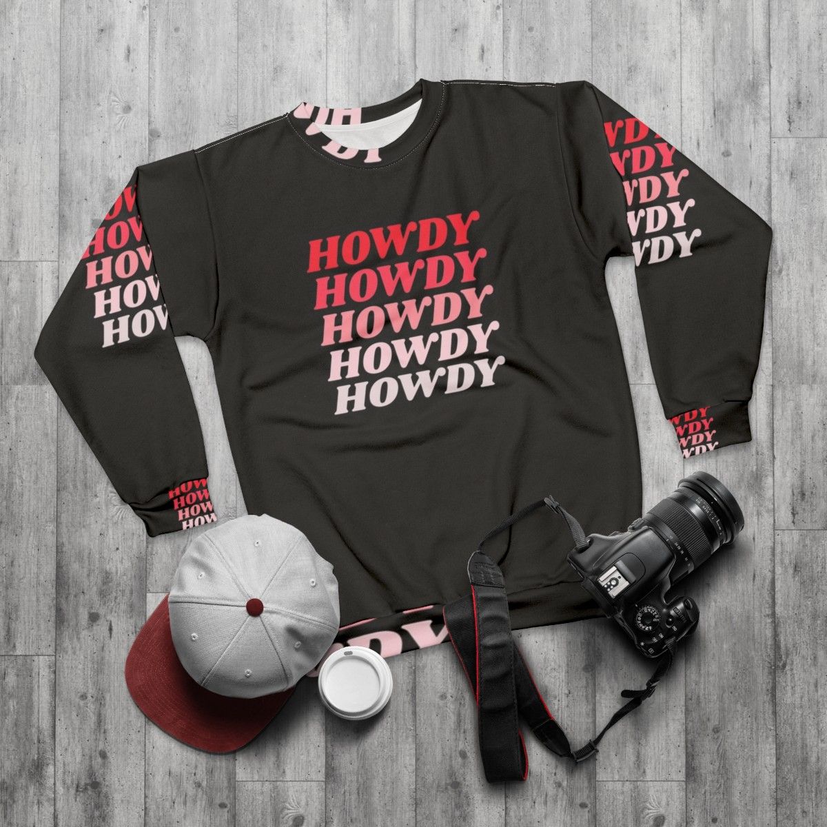 Howdy Howdy Howdy Western Cowboy Sweatshirt - flat lay