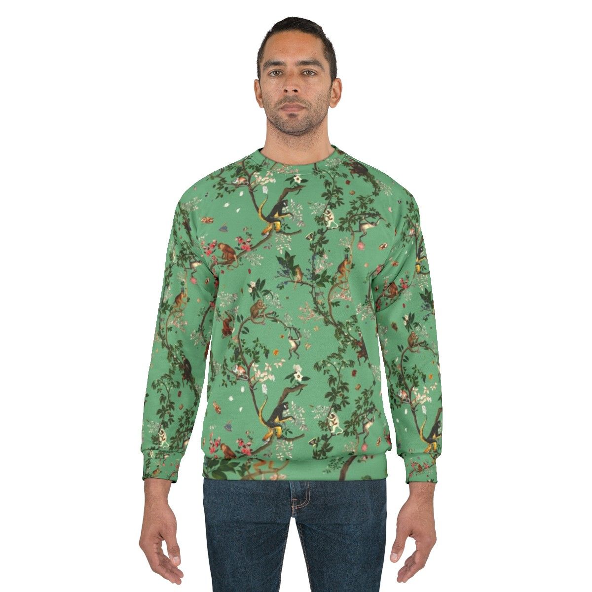 Monkey World Green Floral Sweatshirt - men