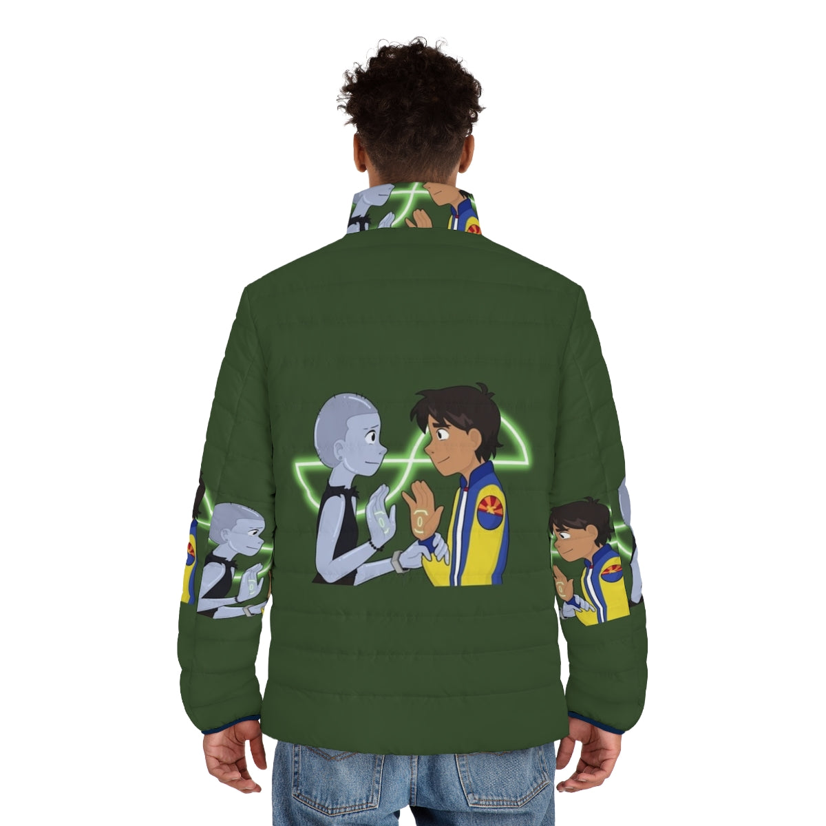 Infinity Train Cartoon Network Inspired Puffer Jacket - men back