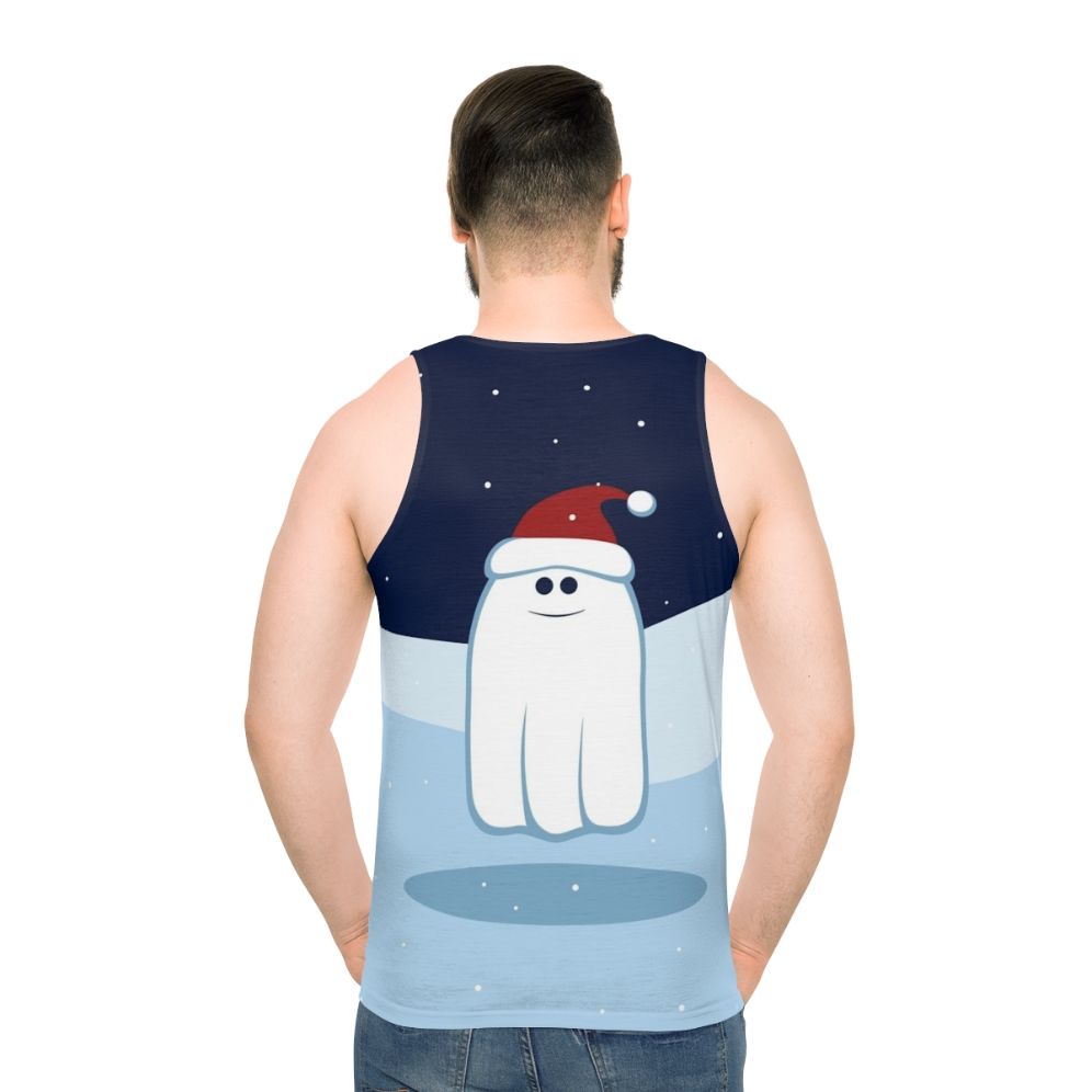 Cute Christmas ghost unisex tank top - men back