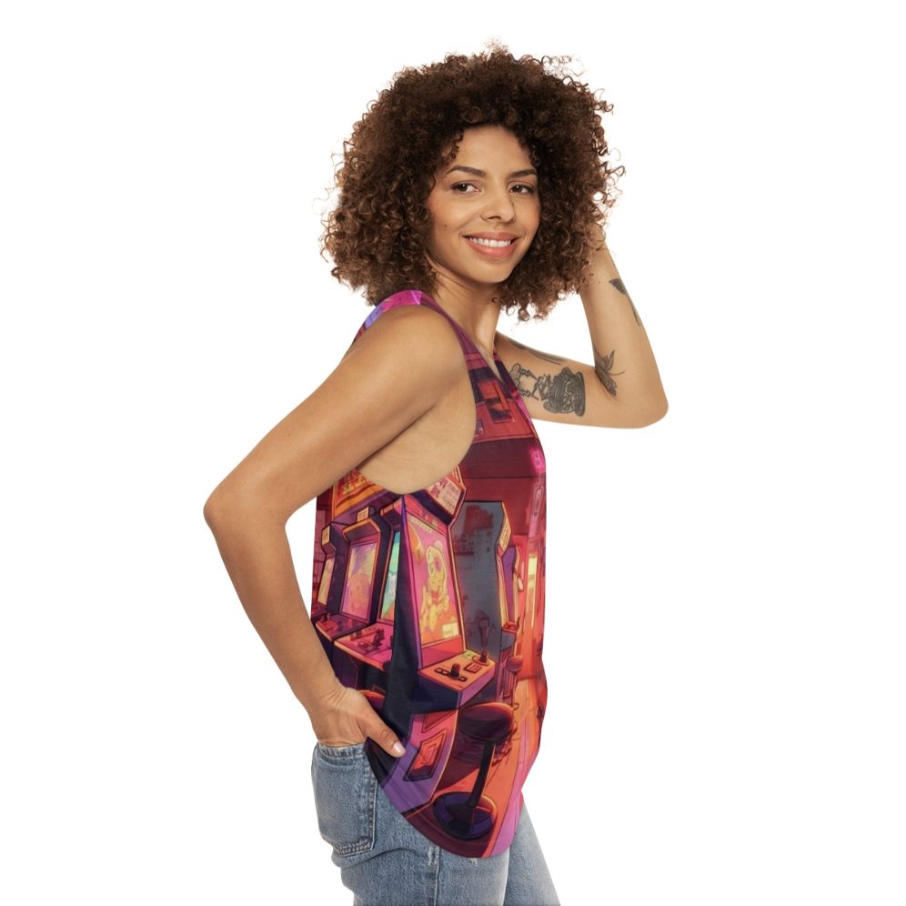 Retro Arcade Inspired Stranger Things Unisex Tank Top - women side