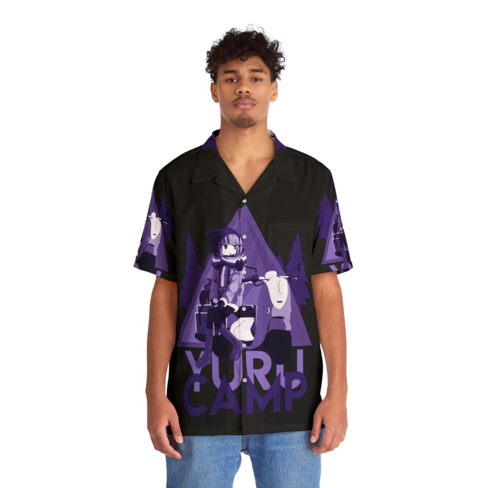 Yurucamp inspired Hawaiian shirt with camping and anime elements - People Front