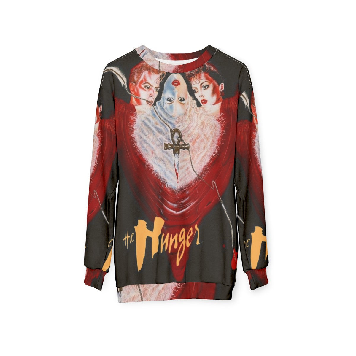 The Hunger Sweatshirt - Retro 80s Vampire and Music Inspired Design - hanging