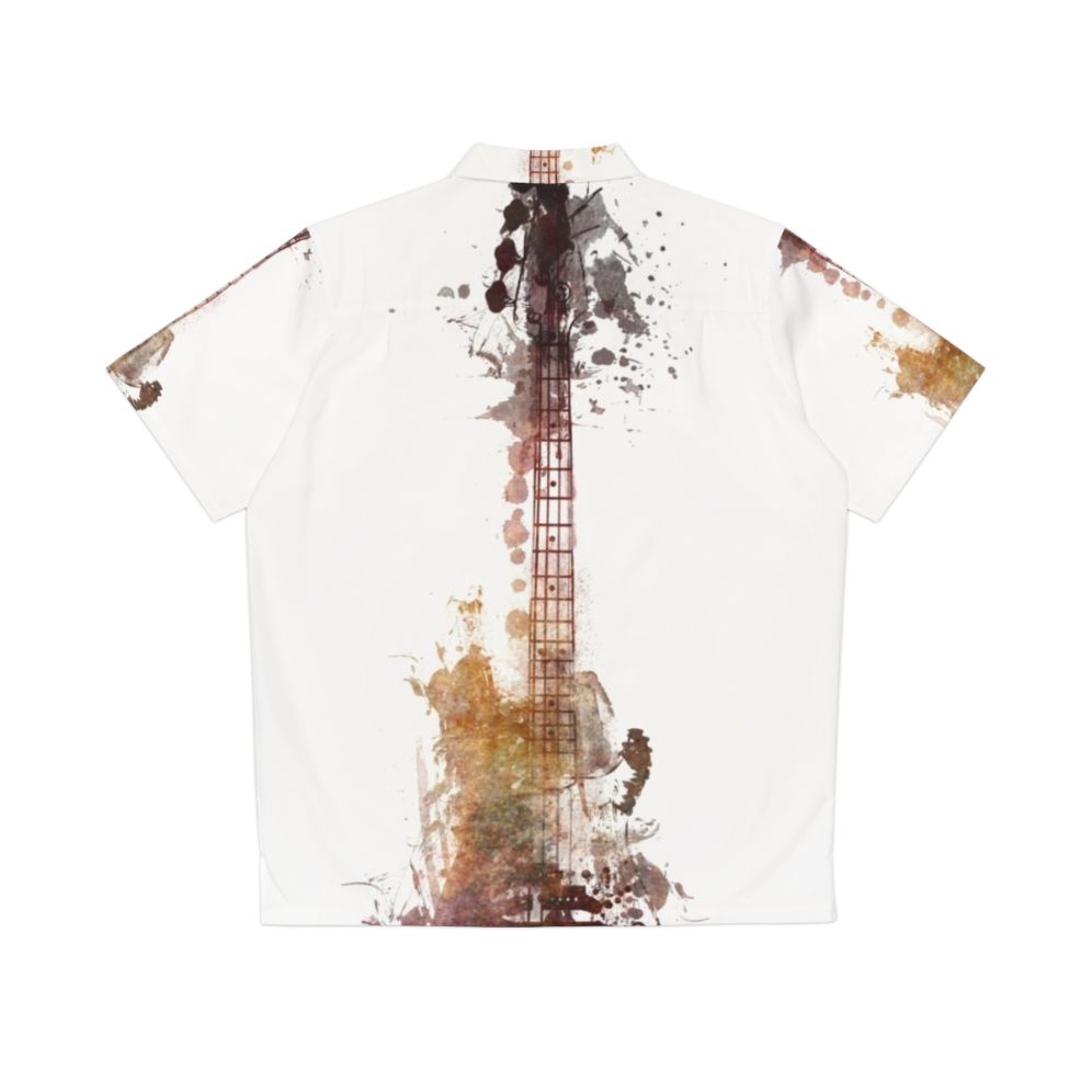 Nostalgy Guitar Hawaiian Shirt with Watercolor Guitar Design - Back