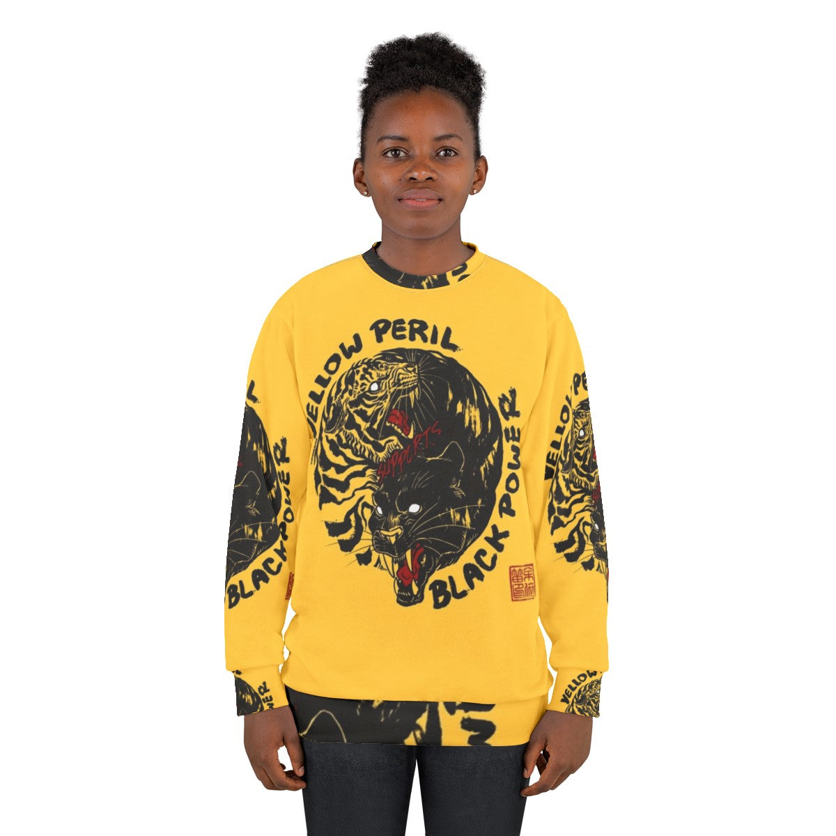 Black Power Tiger Sweatshirt with Focus Keyword - women