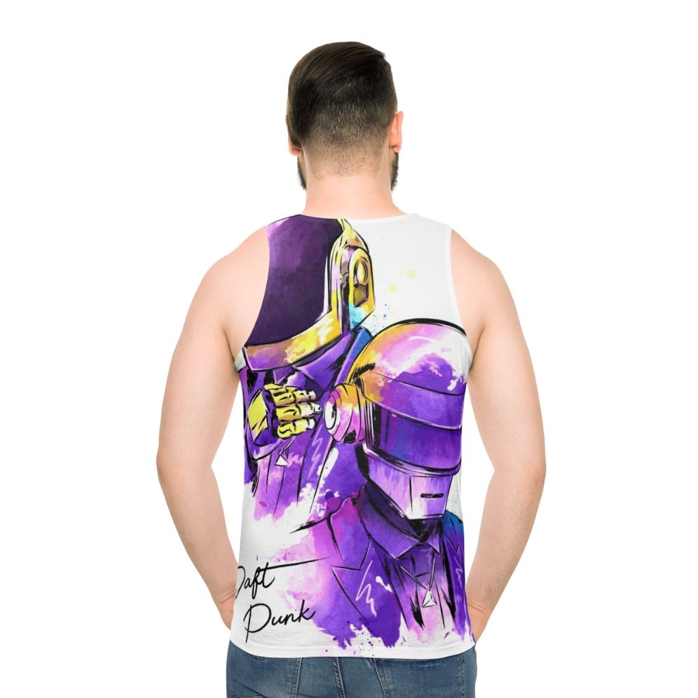 Daft Punk Unisex Watercolor Tank Top - men back