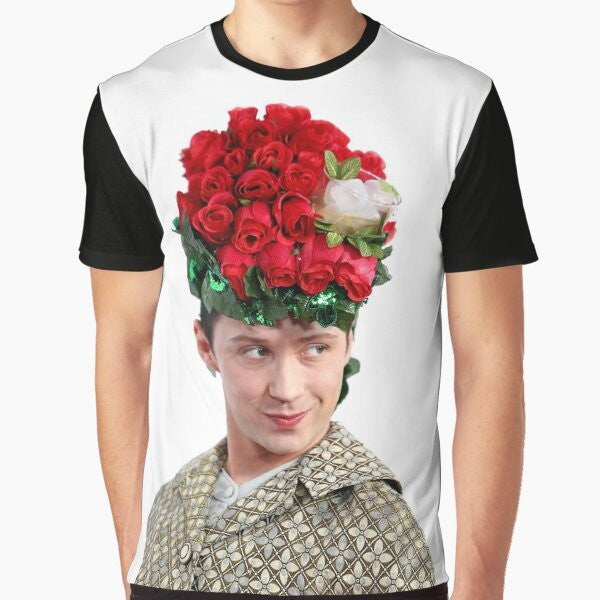 Johnny Weir Mint Julep Hat Graphic T-Shirt, featuring figure skater Johnny Weir and a mint julep hat design.